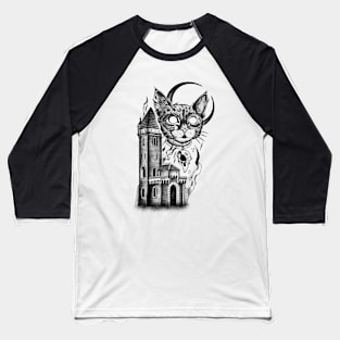 Cat and Castle (black version) Baseball T-Shirt